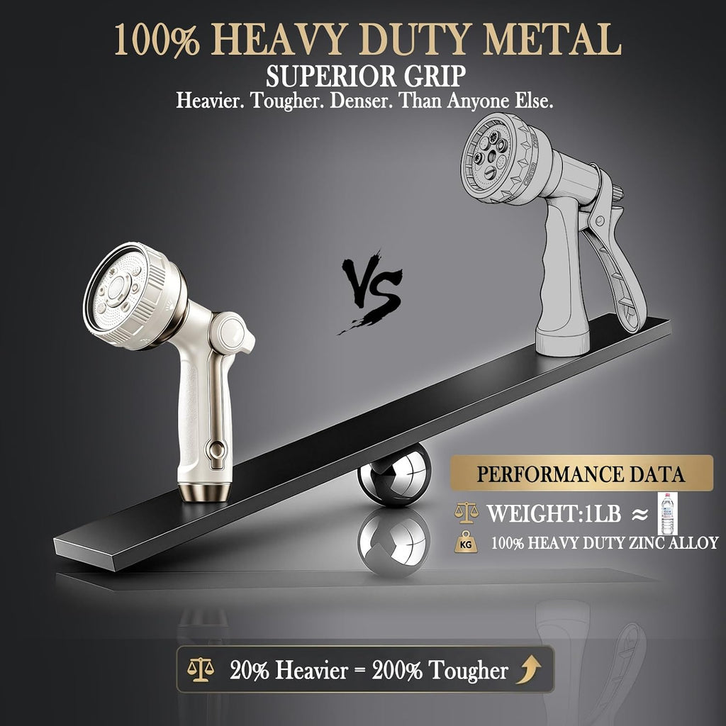 Garden Hose Nozzle Heavy Duty Metal Water Hose Sprayer | Heavy Duty Metal Spray Nozzle With Thumb Control.
