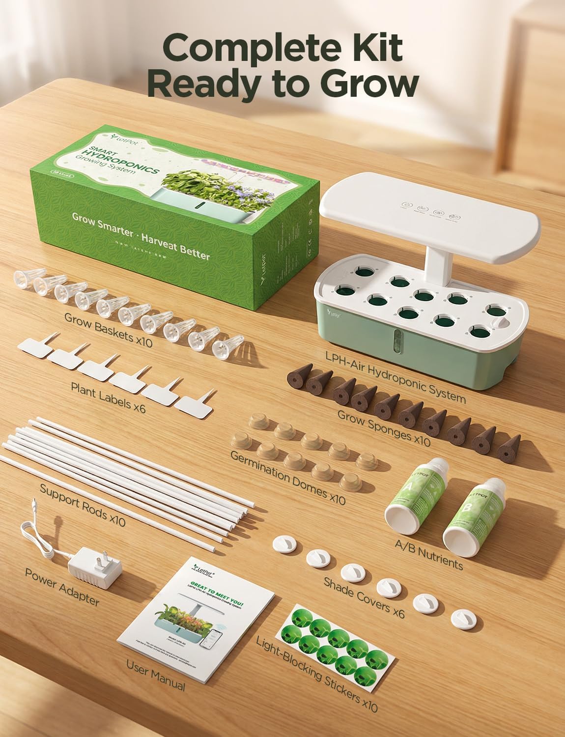 LetPot LPH-Air Hydroponics Growing System Kits, APP & WiFi Controlled Smart Indoor Garden with Adjustable 24W Grow