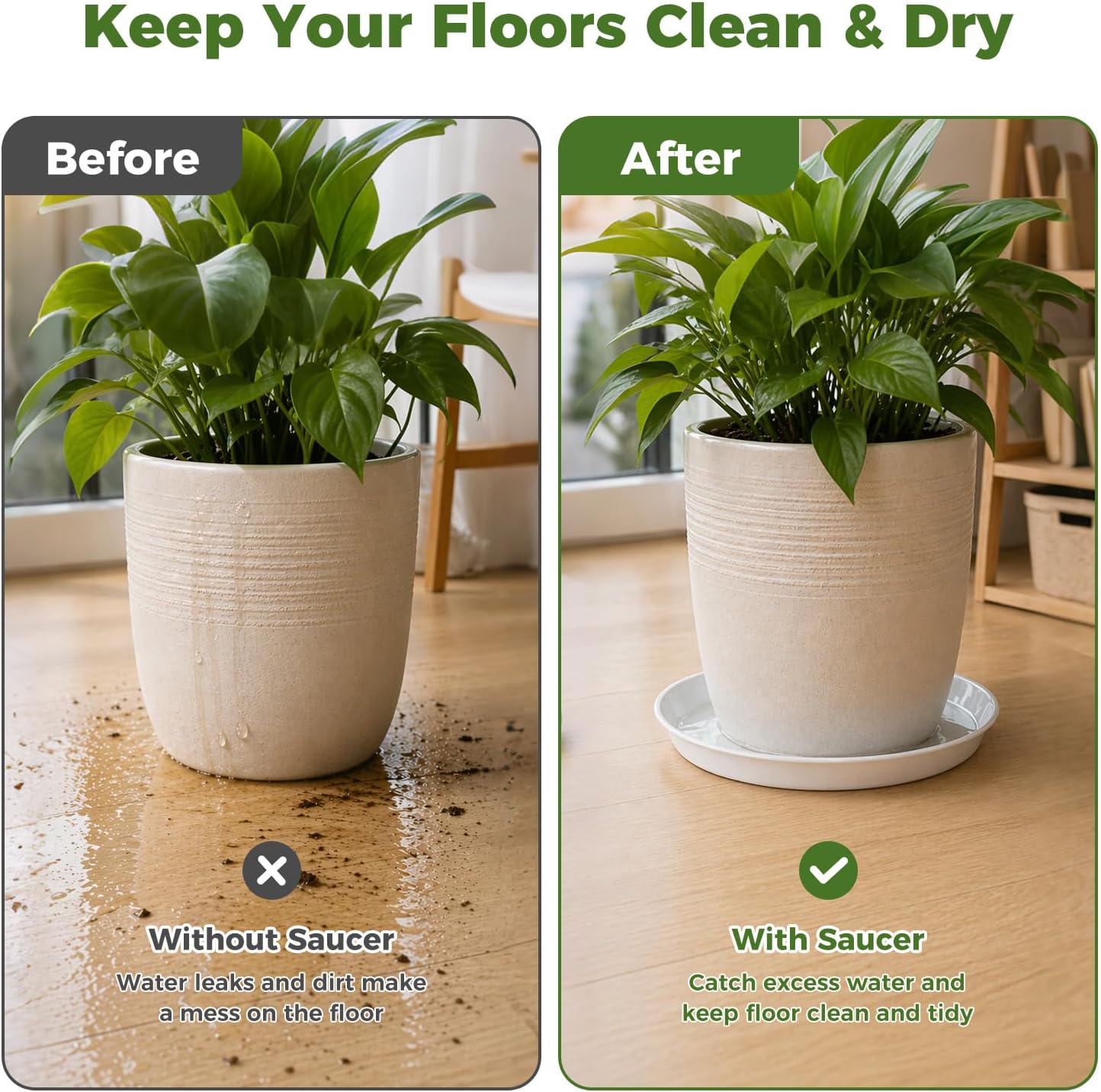 10 Packs 16 Inch Plastic Plant Saucers for Indoor Outdoor, Plant Water Catcher Tray for Pots, Bulk Flower Pot Saucers