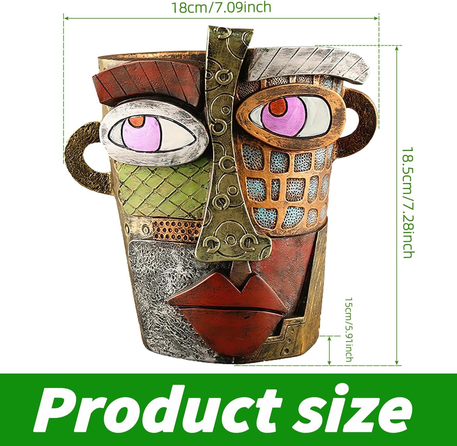 Brutalist Abstract Face Planter, Unique Head Flower Pot Home Garden Decor | Resin Material; for Indoor & Outdoor