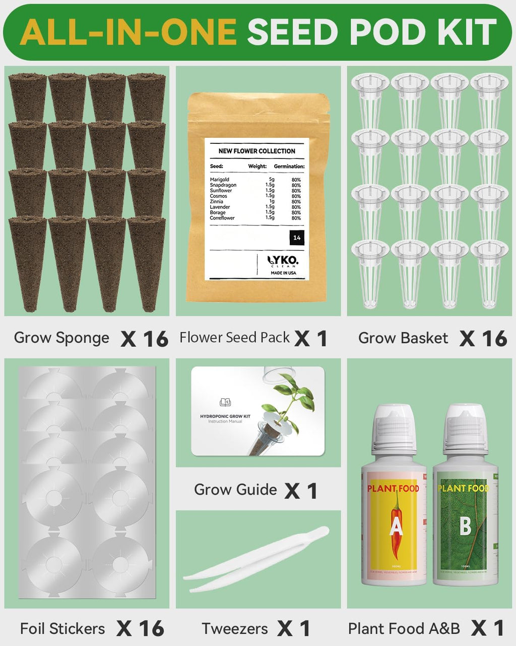 Vibrant Flower Seed Pod Kit Compatible with Gardencube, idoo,Ahopegarden Hydroponics Growing System with