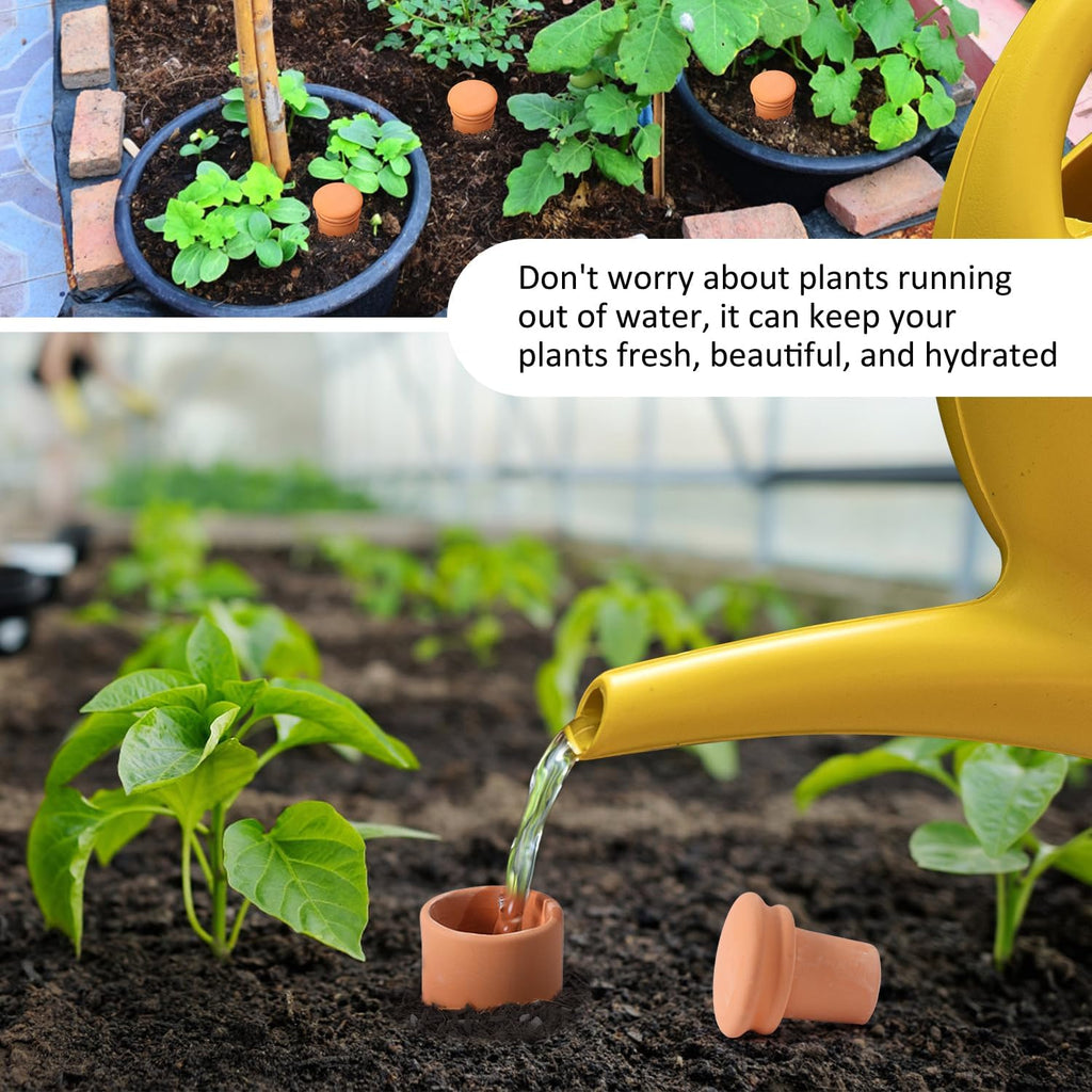 10*6in Ollas Clay Watering Pot with lid Terra Cotta Clay Irrigation Plant Watering Globes with Top Storage Pool Plant