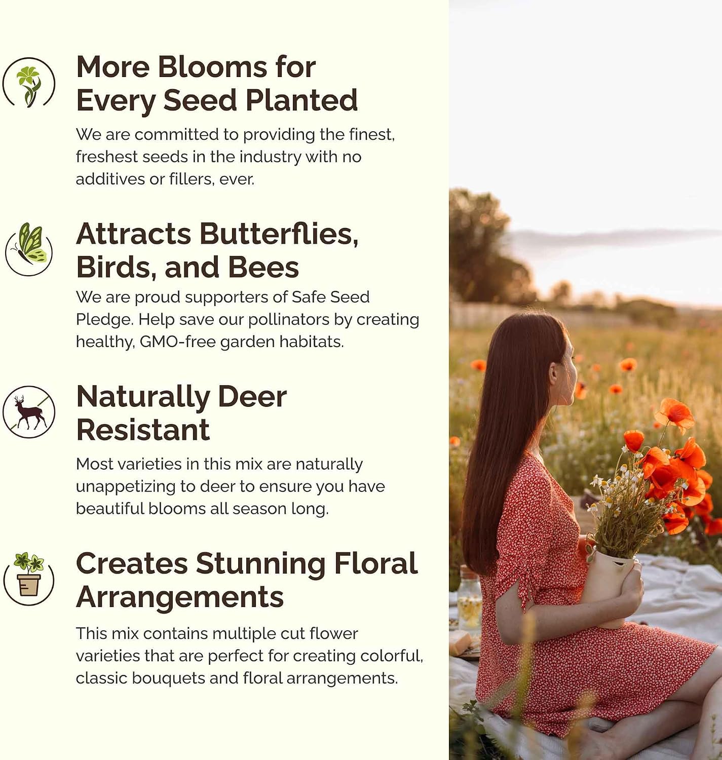 Eden Brothers Western Wildflower Mixed Seeds for Planting, 50 lb, 24,000,000+ Seeds with Cornflower, Blanket Flower
