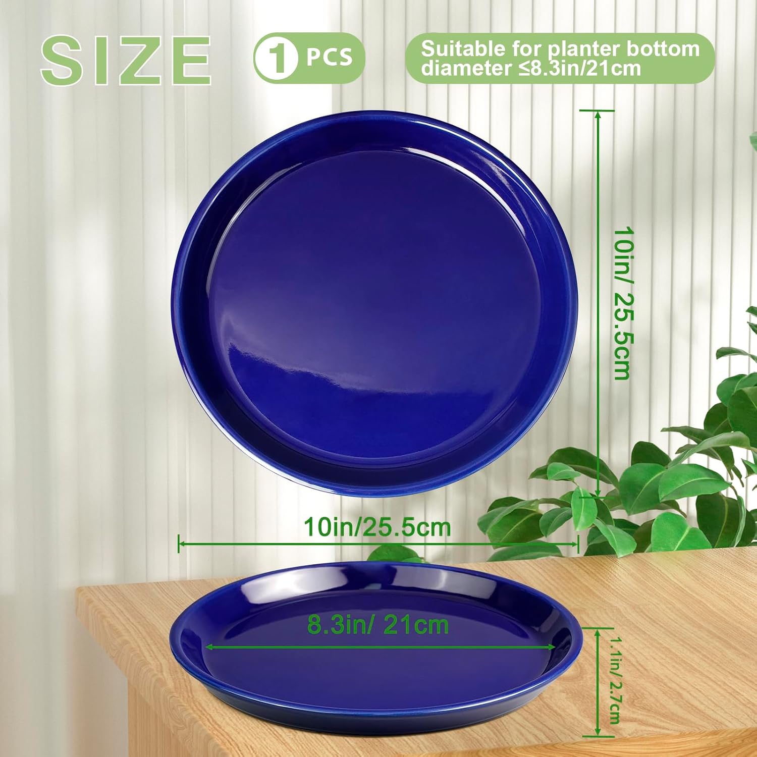 Plant Saucer for Outdoors - Ceramic Plant Saucer, 10 Inch Plant Trays for Indoors, Round Flower Pot Saucer, Large Plant