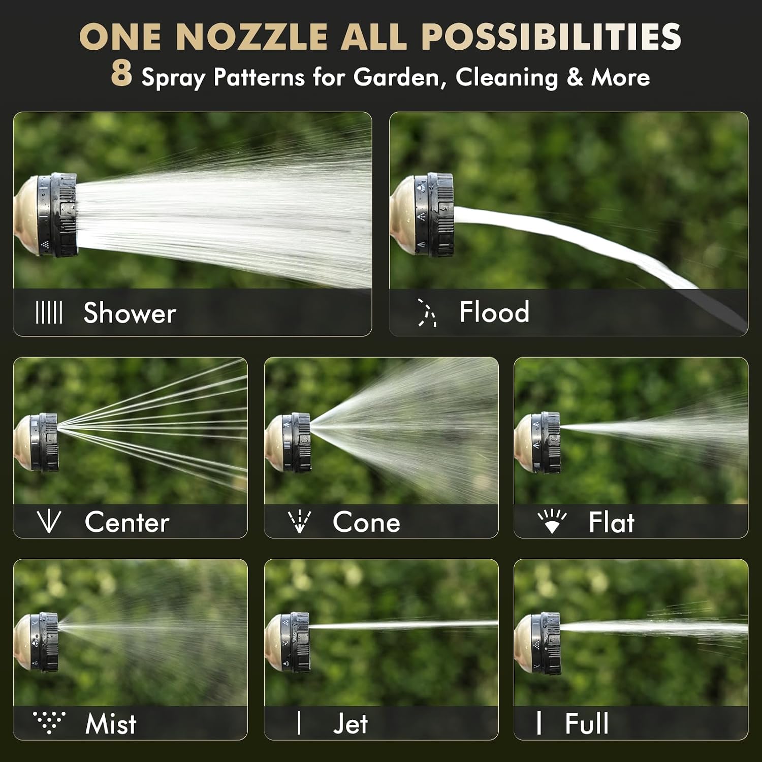 RESTMO Garden Hose Nozzle Heavy Duty, Thumb Control Hose Sprayer Nozzle | 8 Adjustable Spray Patters Water Hose Nozzle
