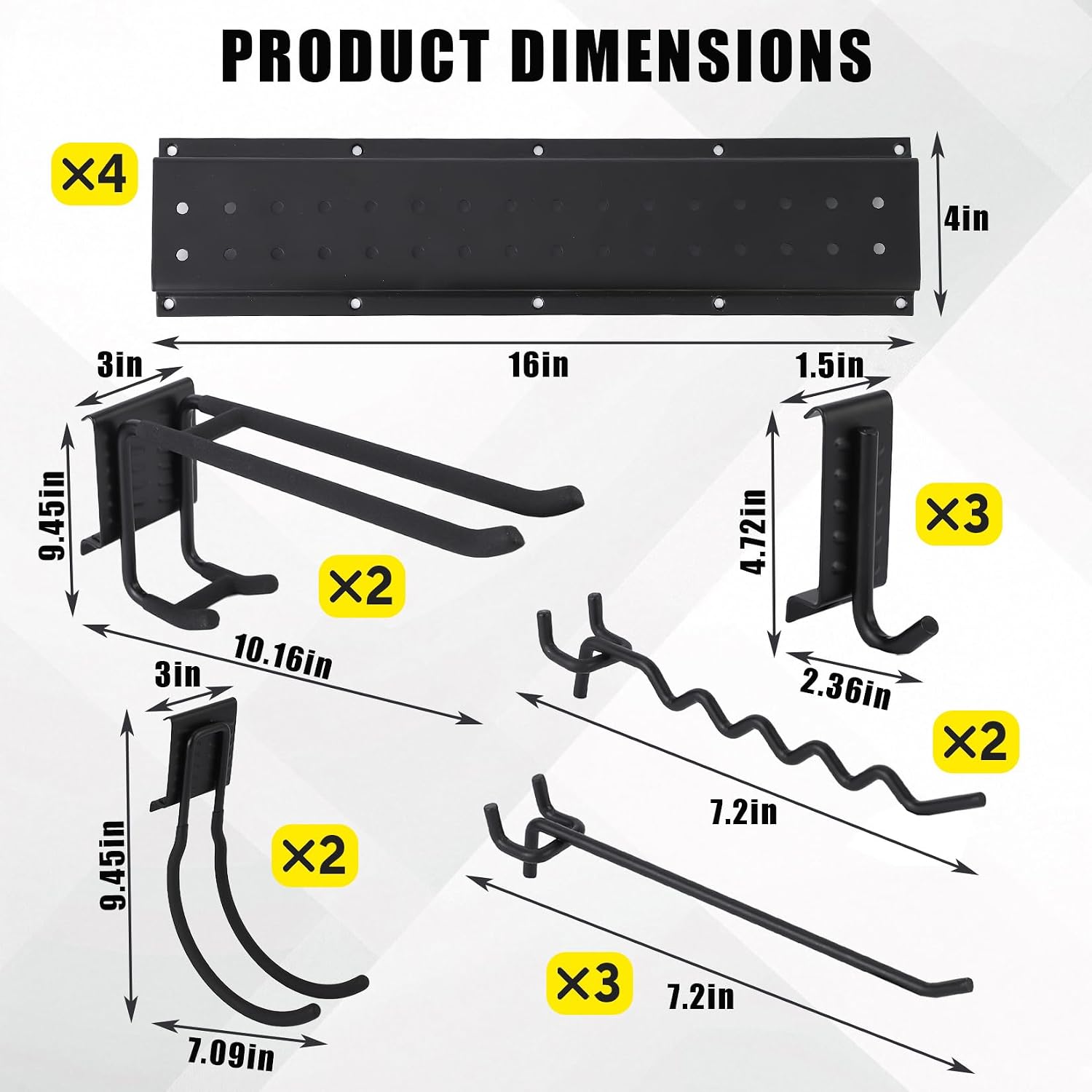 Garvee Garage Tool Organizer Wall Mount, 64 Inch Heavy Duty Garden Tool Storage Organization with 12 Adjustable Hooks