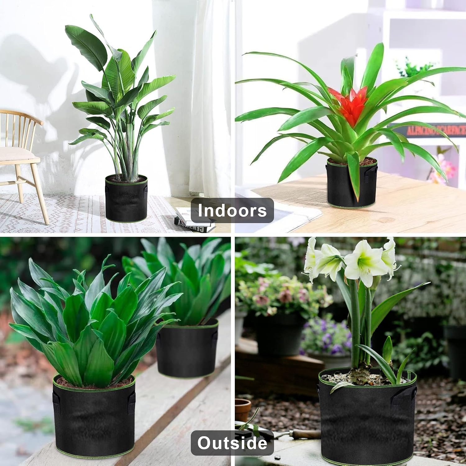 MEKOLIFE 6Pack 15 Gallon Grow Bags, Thick Nonwoven Fabric Pots with Handles | Vegetable Garden Plant Bags with Plant