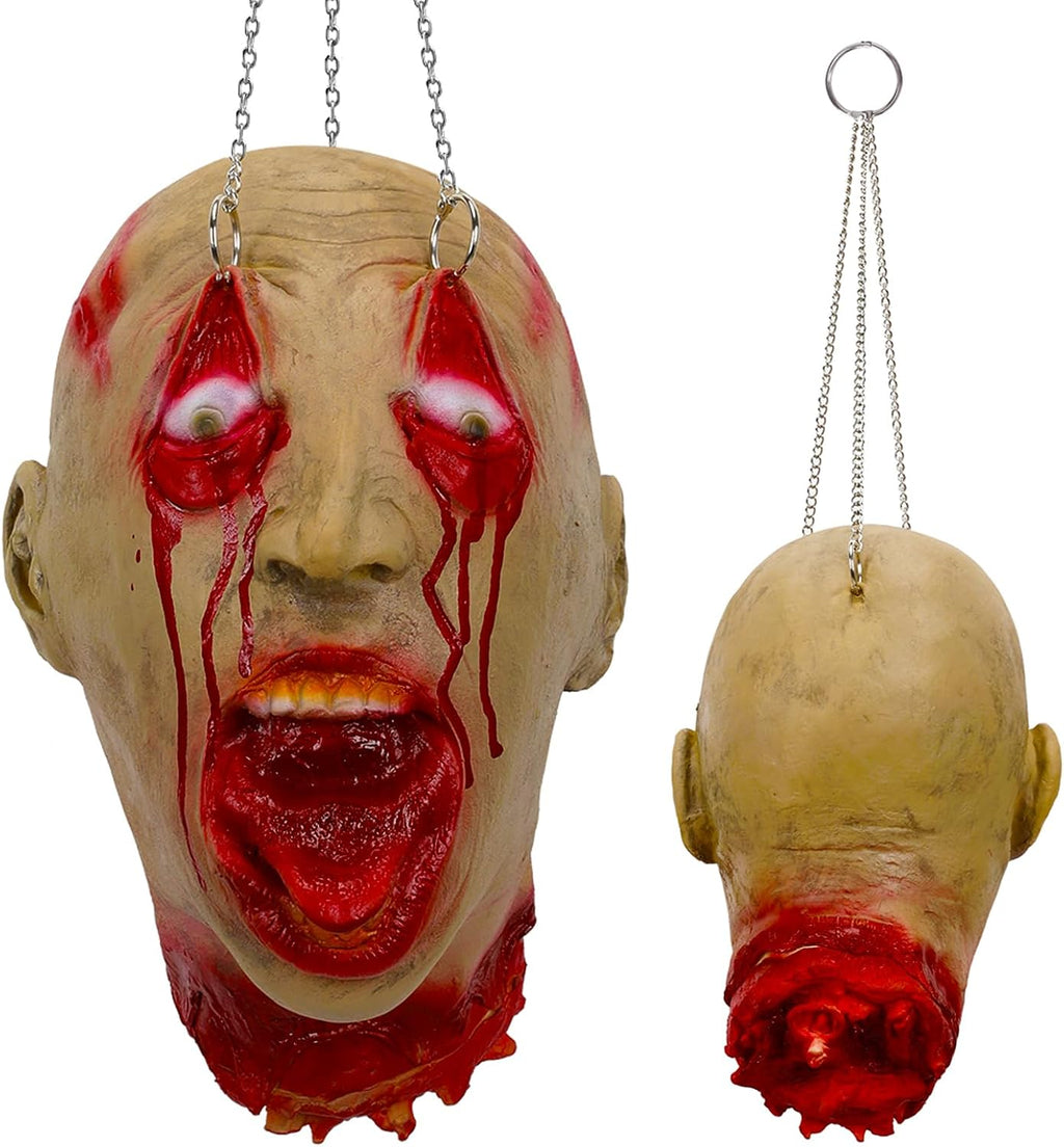 Bulex Severed Head Zombie Decorations Scary Halloween Realistic Props Hanging Bloody Head Haunted Party Décor