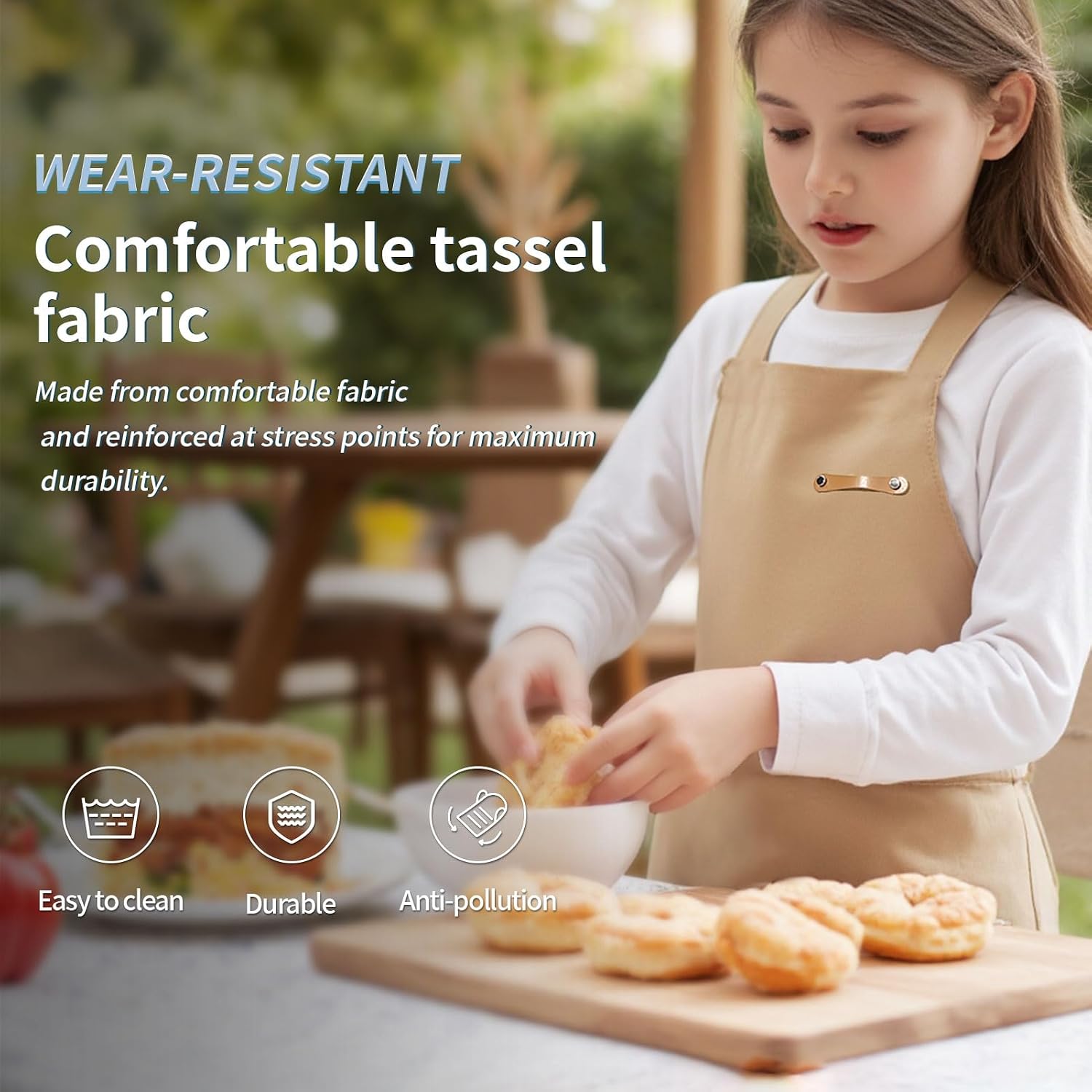 Adjustable Unisex Kids Apron Ages 5-11, Large Pocket, Waterproof Easy Clean, Ideal for Cooking Baking Gardening Art
