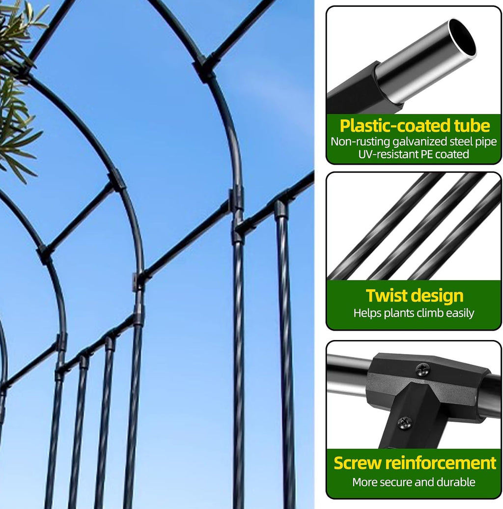 BUKLIYN Garden Arch Trellis - Garden Arch Size: 98.5in(L) * 94.5in(H) | Garden Trellis for Climbing Plants Outdoor