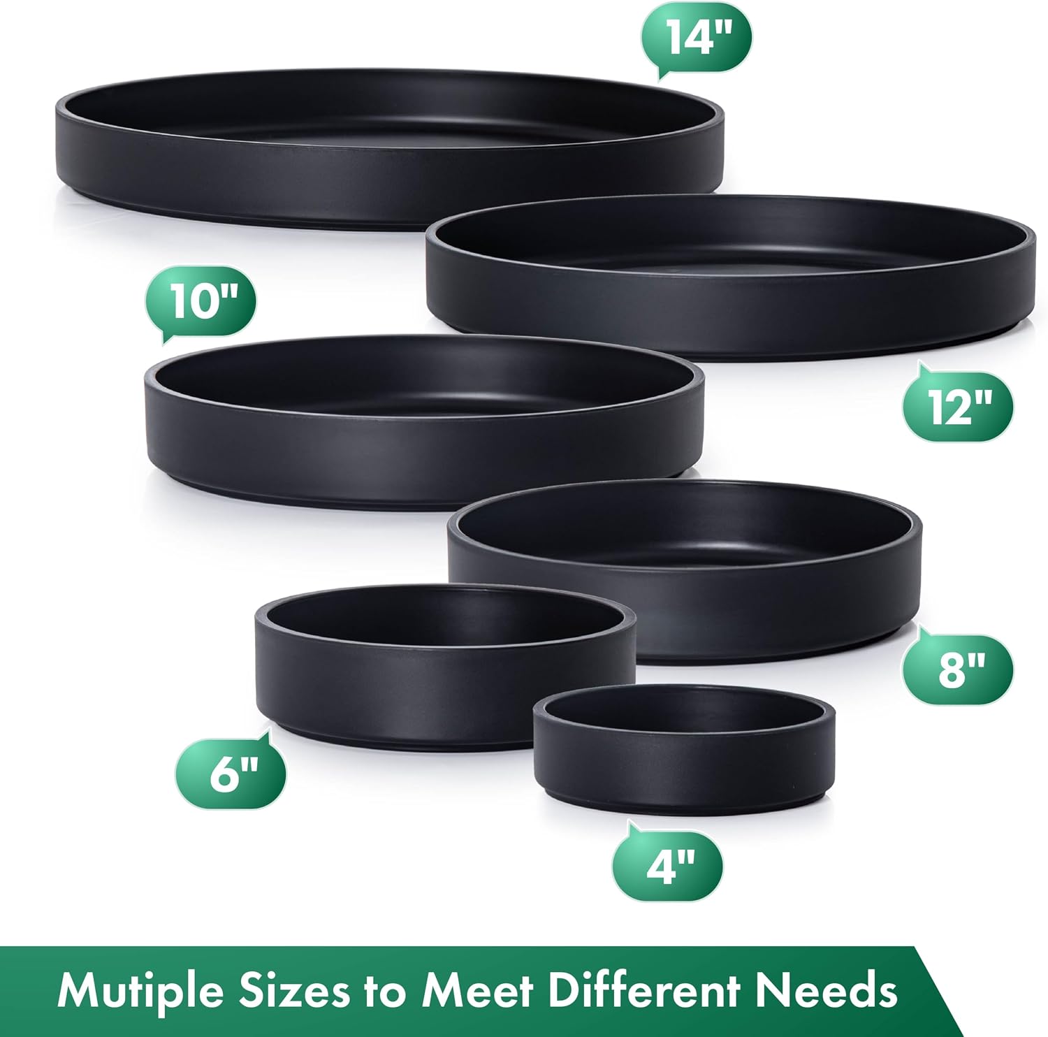 Phoenix Vine 12 Inch Plastic Plant Saucer Water Drip Tray, Heavy Sturdy Round Plant Drainage Tray for Indoors Outdoor