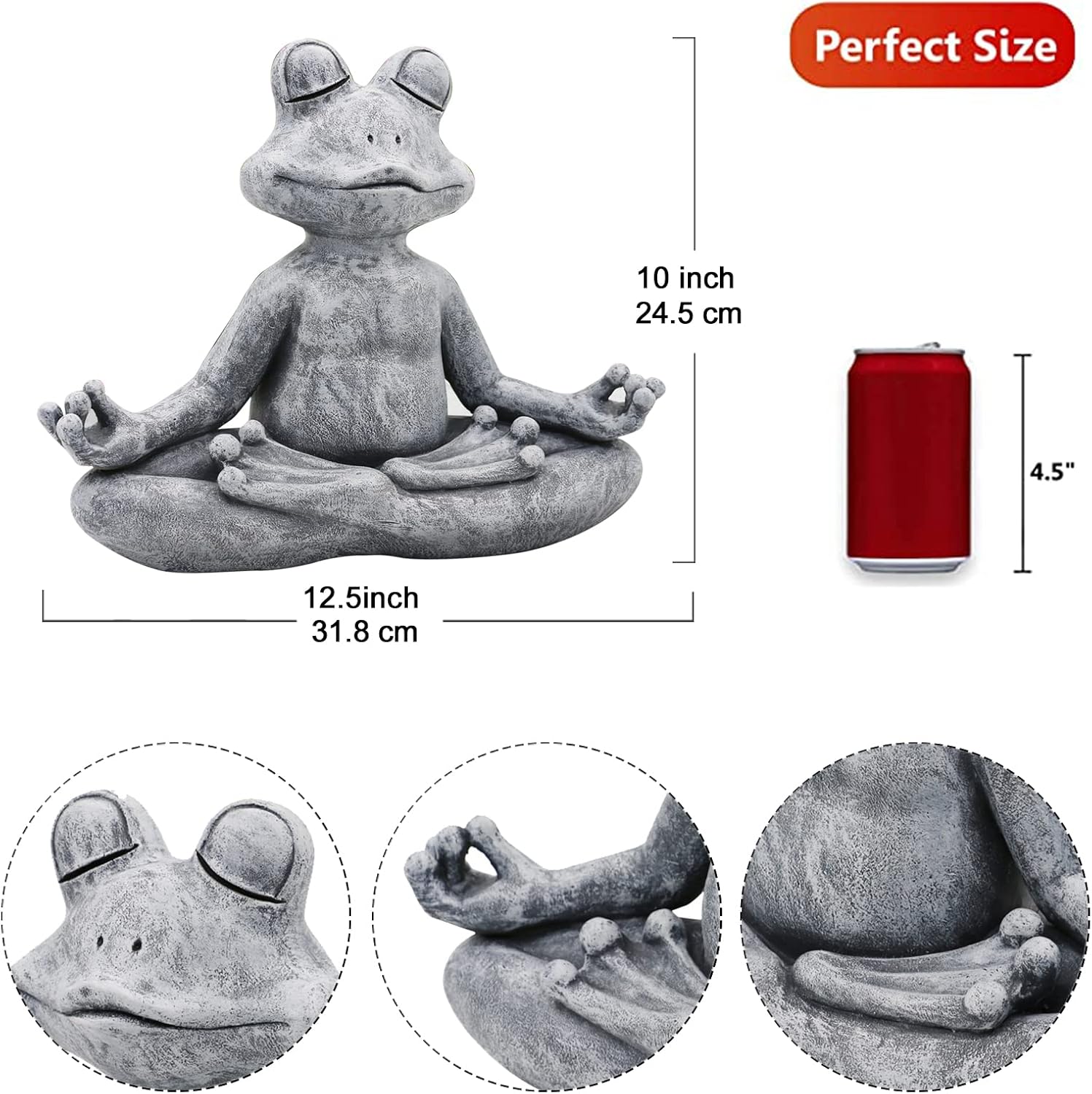 Goodeco Meditating Yoga Frog Statue - 12.5" Lx10 H for Home, Garden & Gifts | Zen garden decor, gifts for women/mom