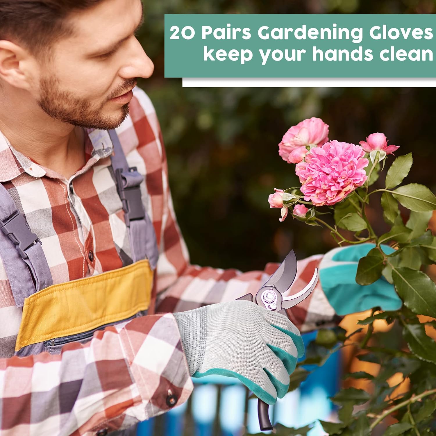 Potchen 20 Pairs Garden Gloves for Women, Ladies' Gardening Gloves Bulk | Breathable, Rubber Coated, Protective Work