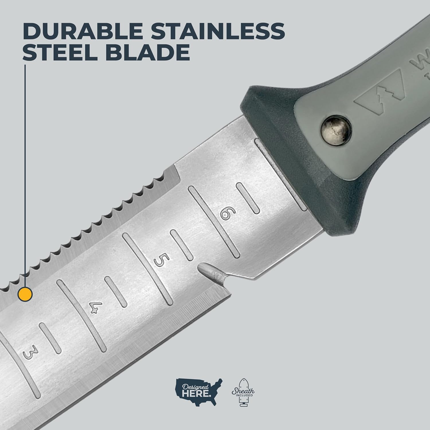 Heavy Duty Hori Hori Garden Knife - Stainless Steel Soil Knife with Serrated Edge, Depth Markings, and Ergonomic Grip