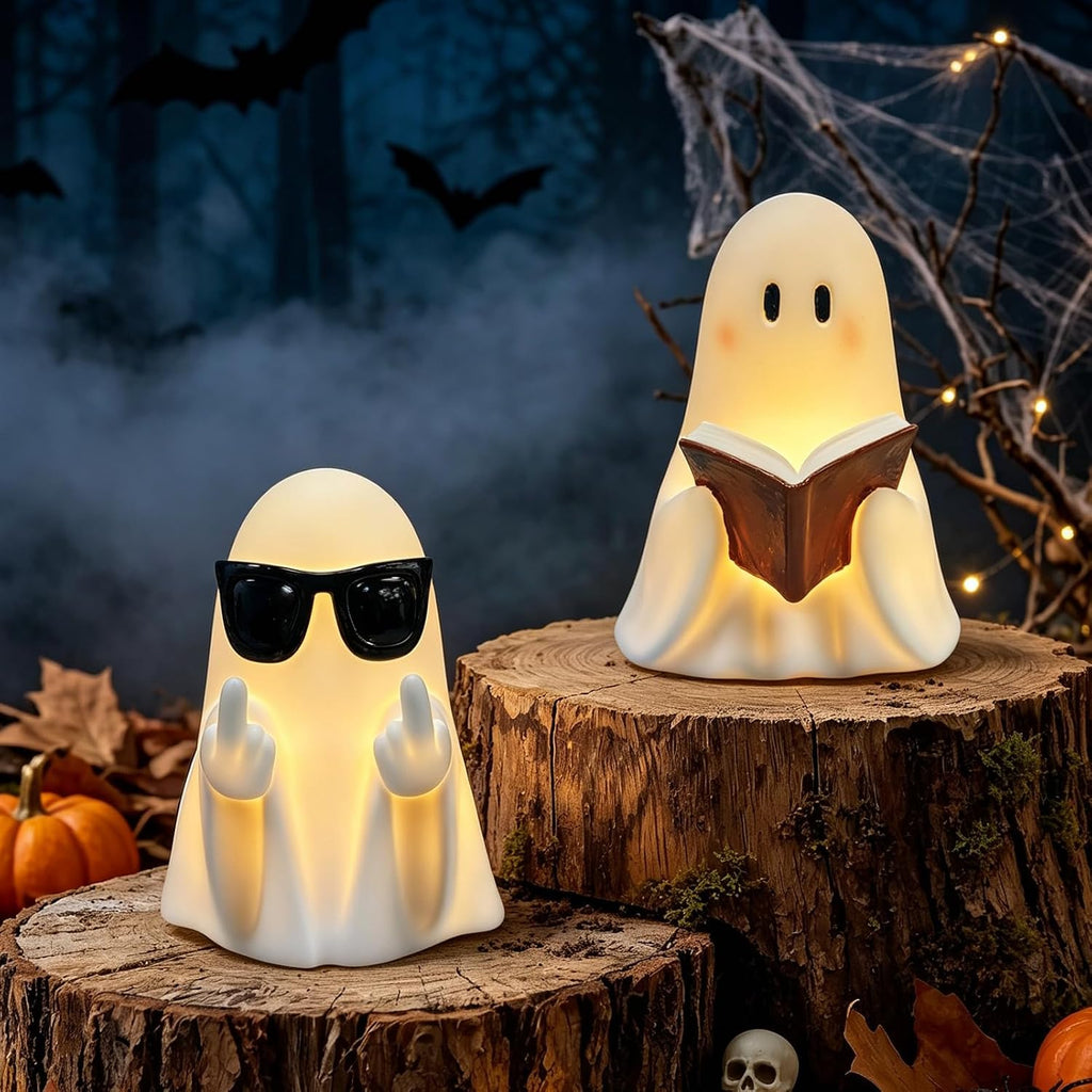 Eldnacele Halloween Ghost Flameless Candles Battery Operated with 6H Timer