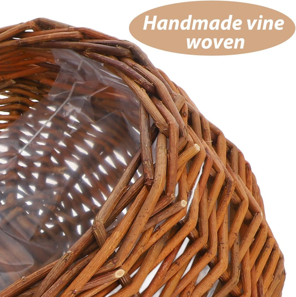 UPKOCH Natural Hanging Wicker Wall Baskets for Plants, 2 Pack | Planter Pockets, Two-Size Hanging Set for Home Walls