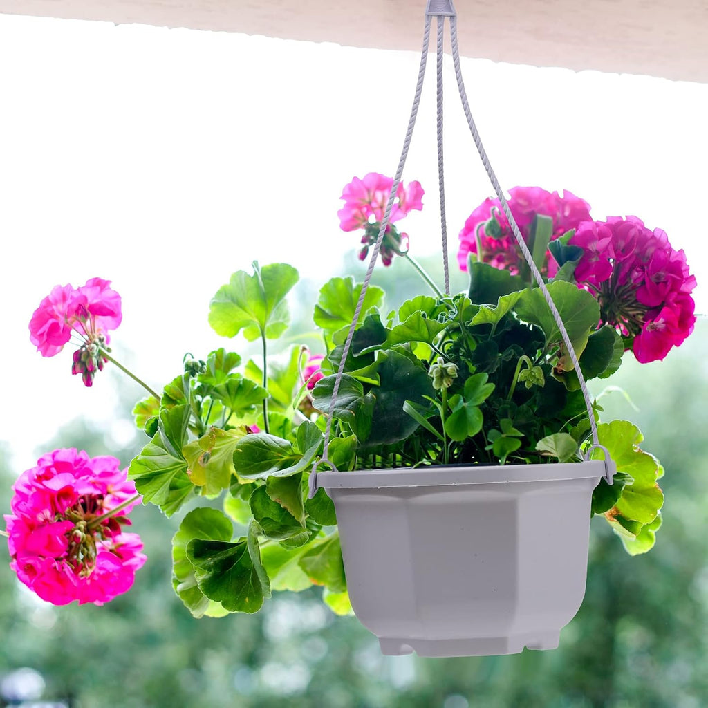 Roshtia 24 Pcs Hanging Plastic Planter Pot with Hook Flower Pots Baskets Hanging Nursery Planter Holder for Outdoor