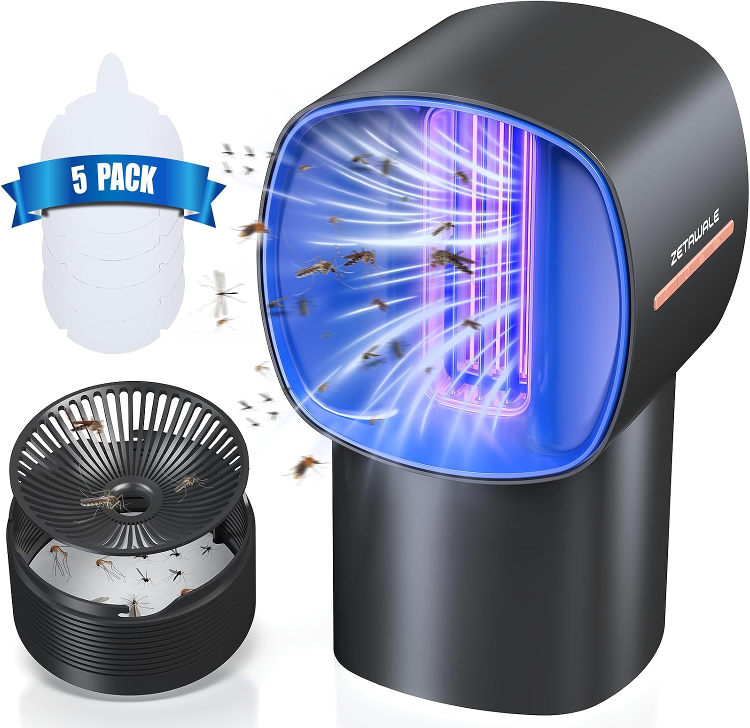 Fruit Fly Traps for Indoors, Gnat and Insects Catcher for House with UV Light, Heat Lure, Fan Suction, Ideal for