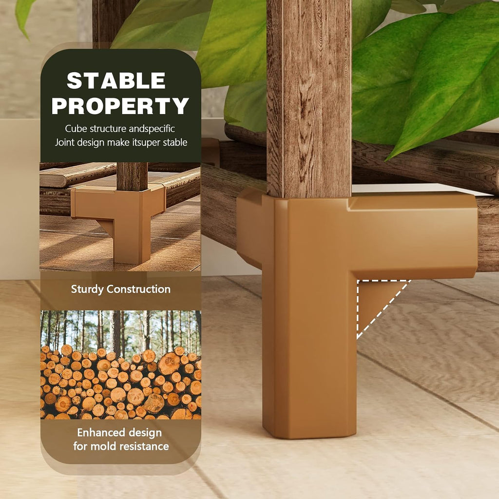 Bamworld Large Plant Shelf Indoor Plant Shelf Outdoor Tall Wood Plant Holder for Living Room Multiple Plants Patio