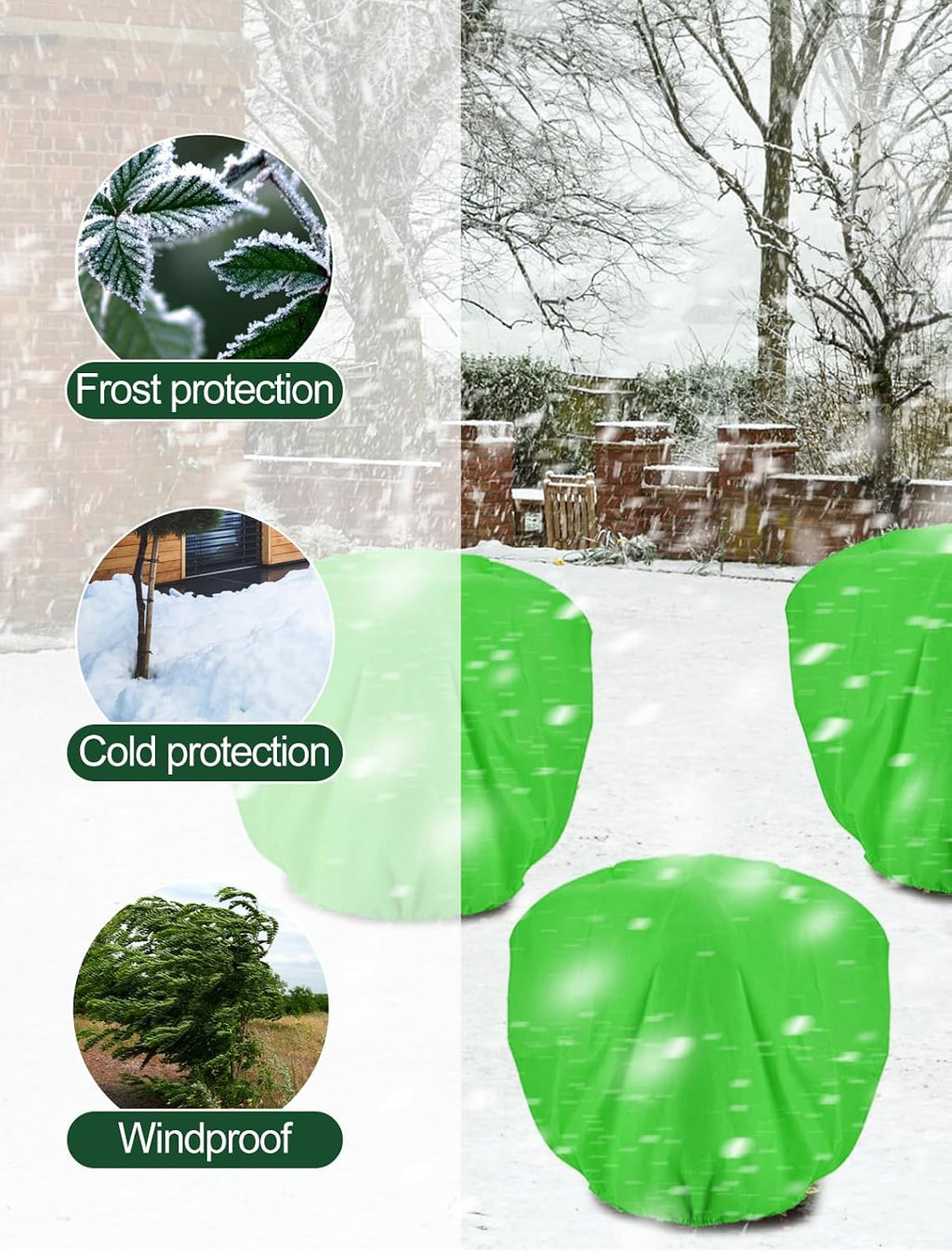 ANPHSIN 3 pcs 39.3in x 39.3in Plant Covers Freeze Protection - Winter Shrub Plant Protection Bags, Frost Blankets