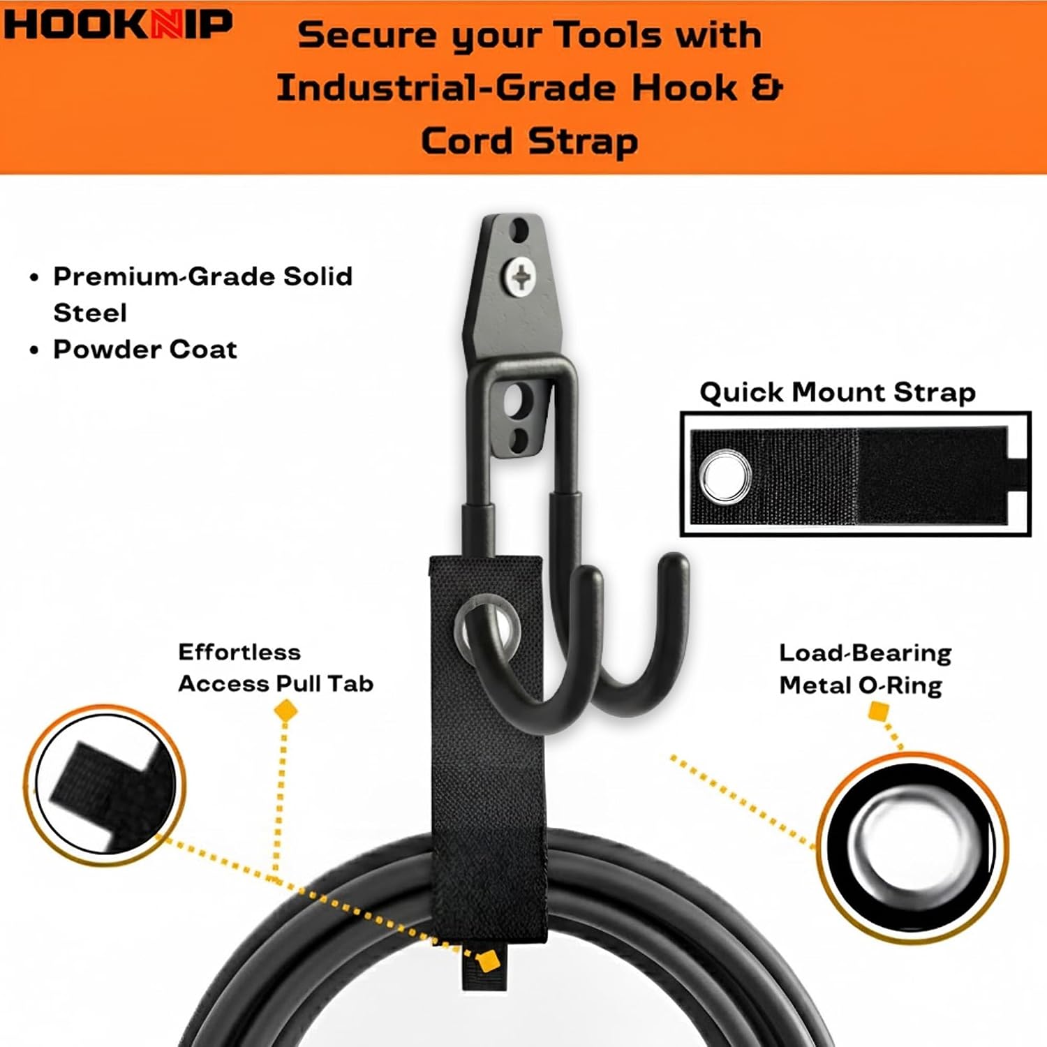16 Pack Heavy Duty Garage Hooks, Wall Mounted Tool Hangers | PVC-coated hooks for bikes, ladders, garden tools and
