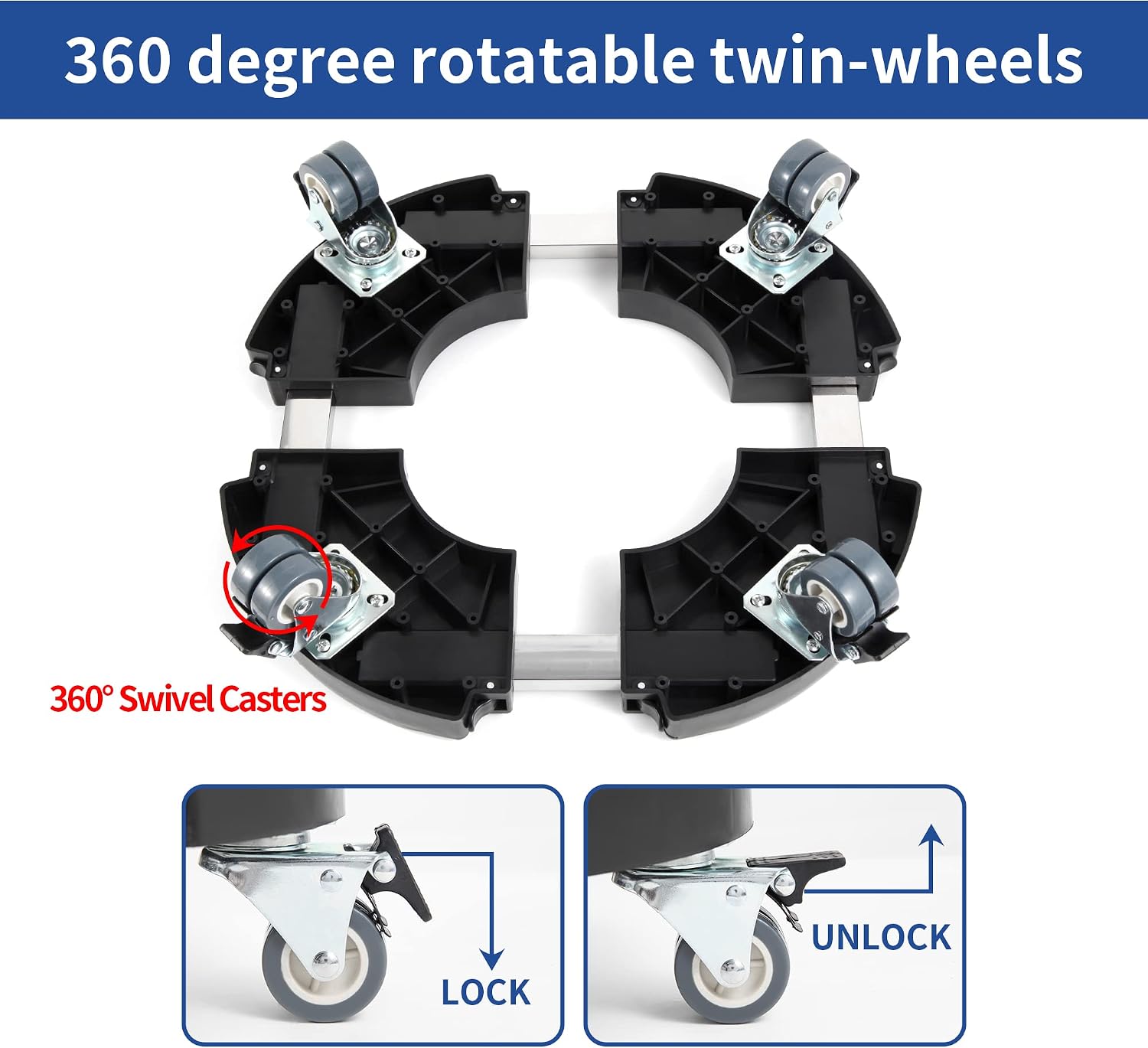 W B D WEIBIDA 2 Pack Plant Caddies with Wheels Heavy Duty 440 lbs Capacity, Rolling Plant Stand for Large Planter and