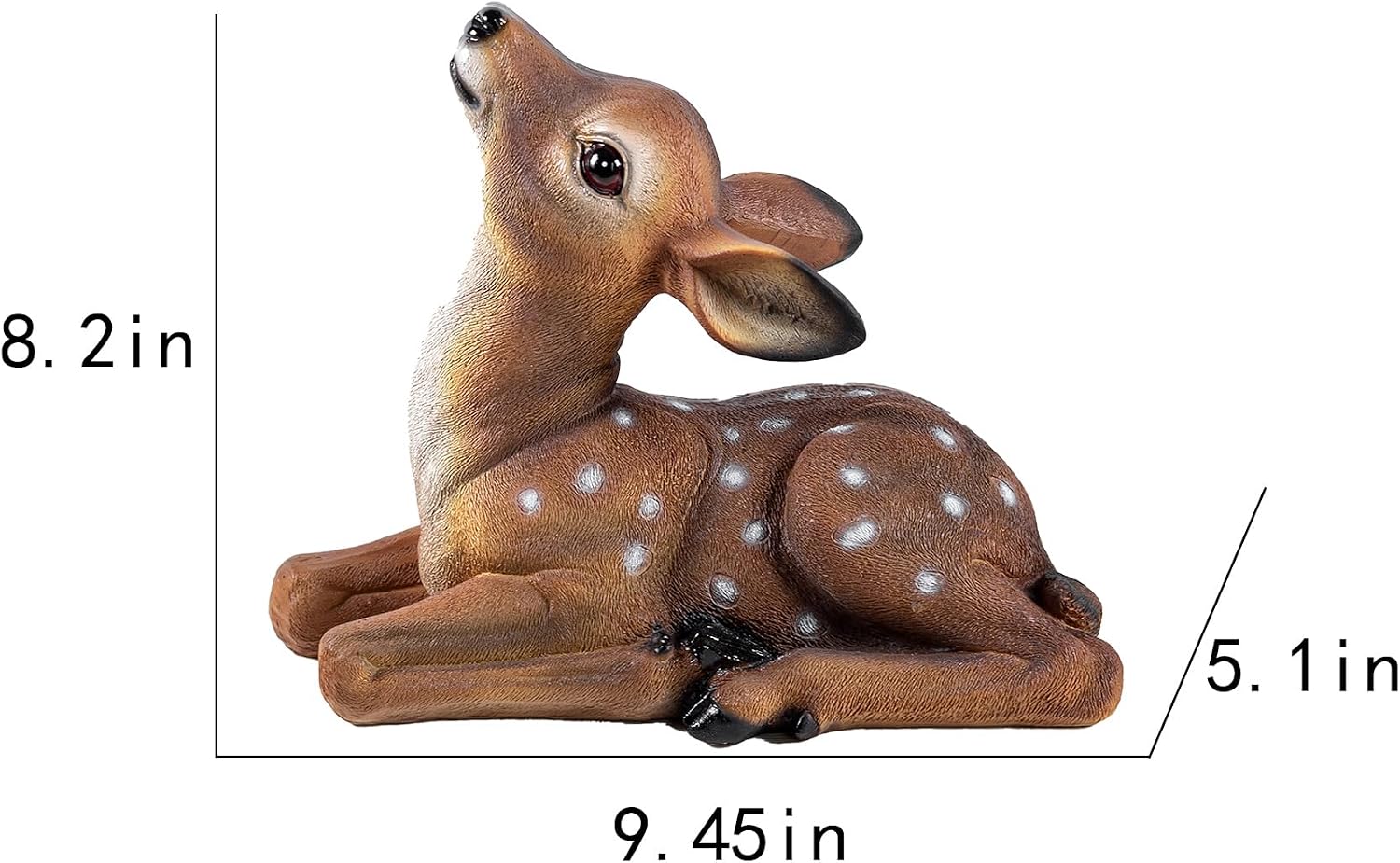 Deer Garden Statue, Outdoor Decorative Sculpture Brown with White Spots, 8.2 x 9.45 x 5.1 inches Yard Lawn Decor Deep