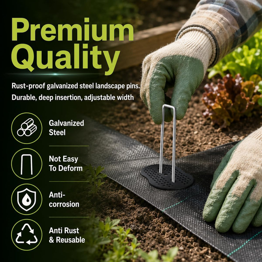 200 Pack Landscape Staples Garden Stakes 6 Inch 11 Gauge Galvanized Landscape Fabric Pins Anti-Rust Landscape Spike