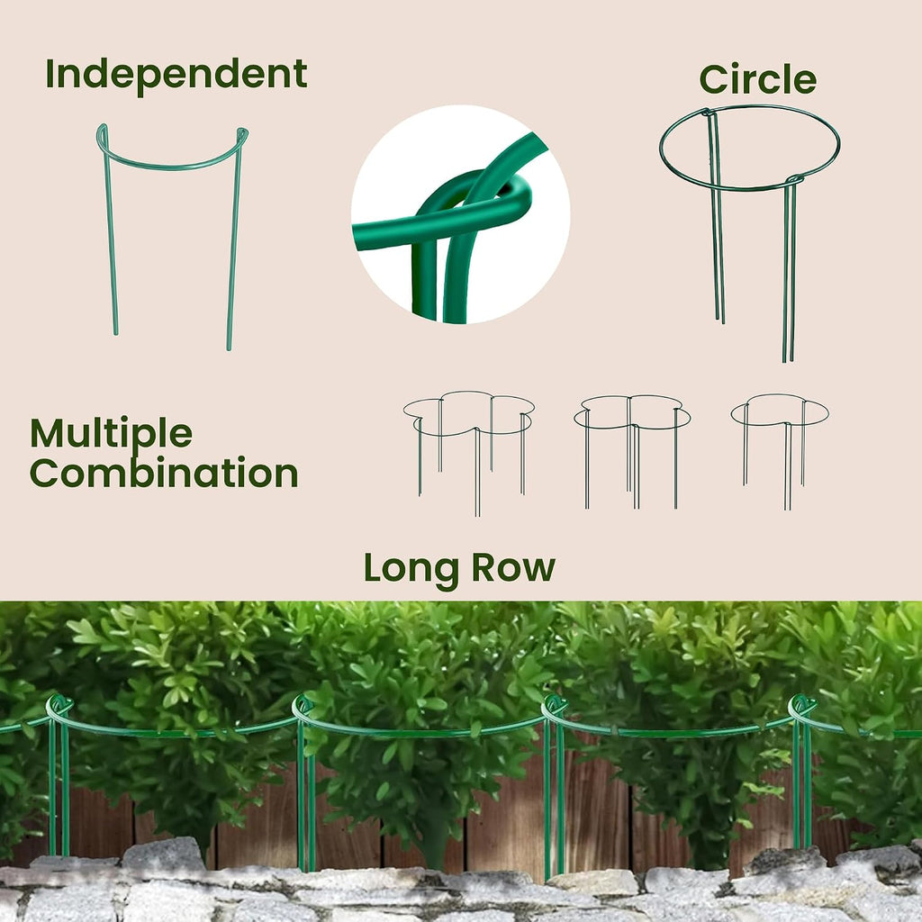 12 Pack Plant Support Stakes – Tall Plant Stakes for Indoor and Outdoor Gardens - Peony Cages and Supports - Cage Rings