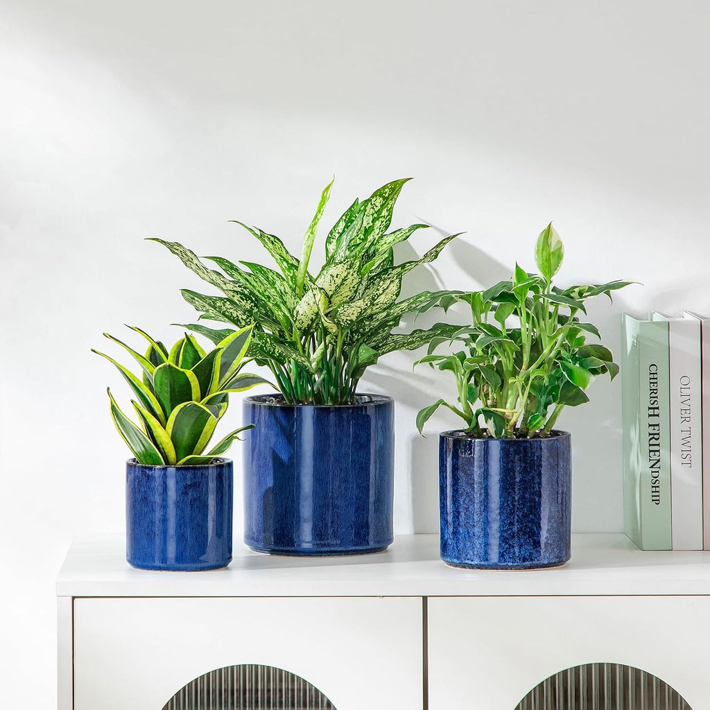 vancasso Ceramic Plant Pots, 4.25+5.25+6.25 Inch Planter Pot with Drainage Hole, Flower Pots for Indoor Outdoor Plants