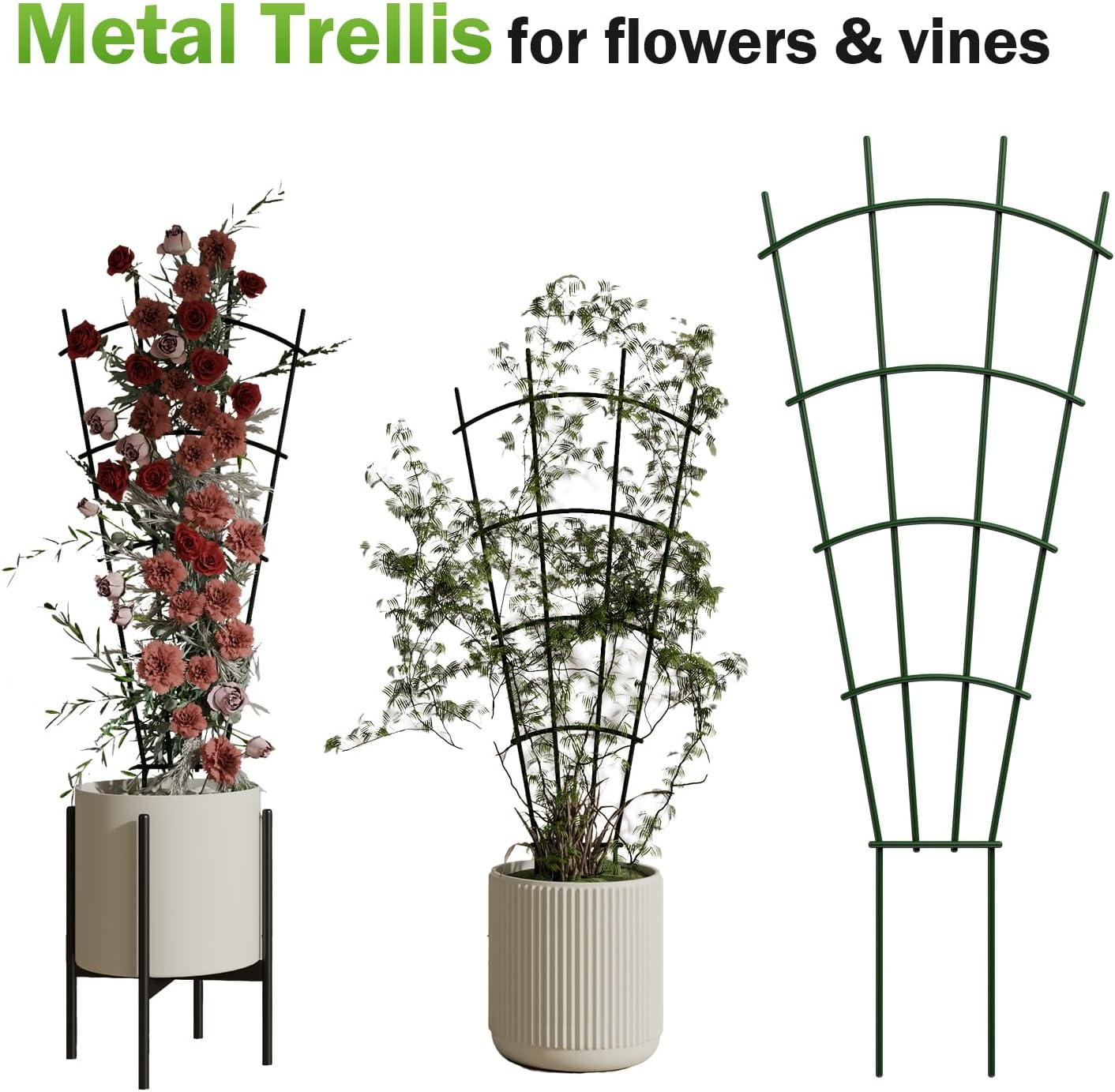 6-Pack Metal Trellis for Potted Plants, 32" Heavy Duty Garden Trellis for Climbing Plants, Rustproof Powder Coated