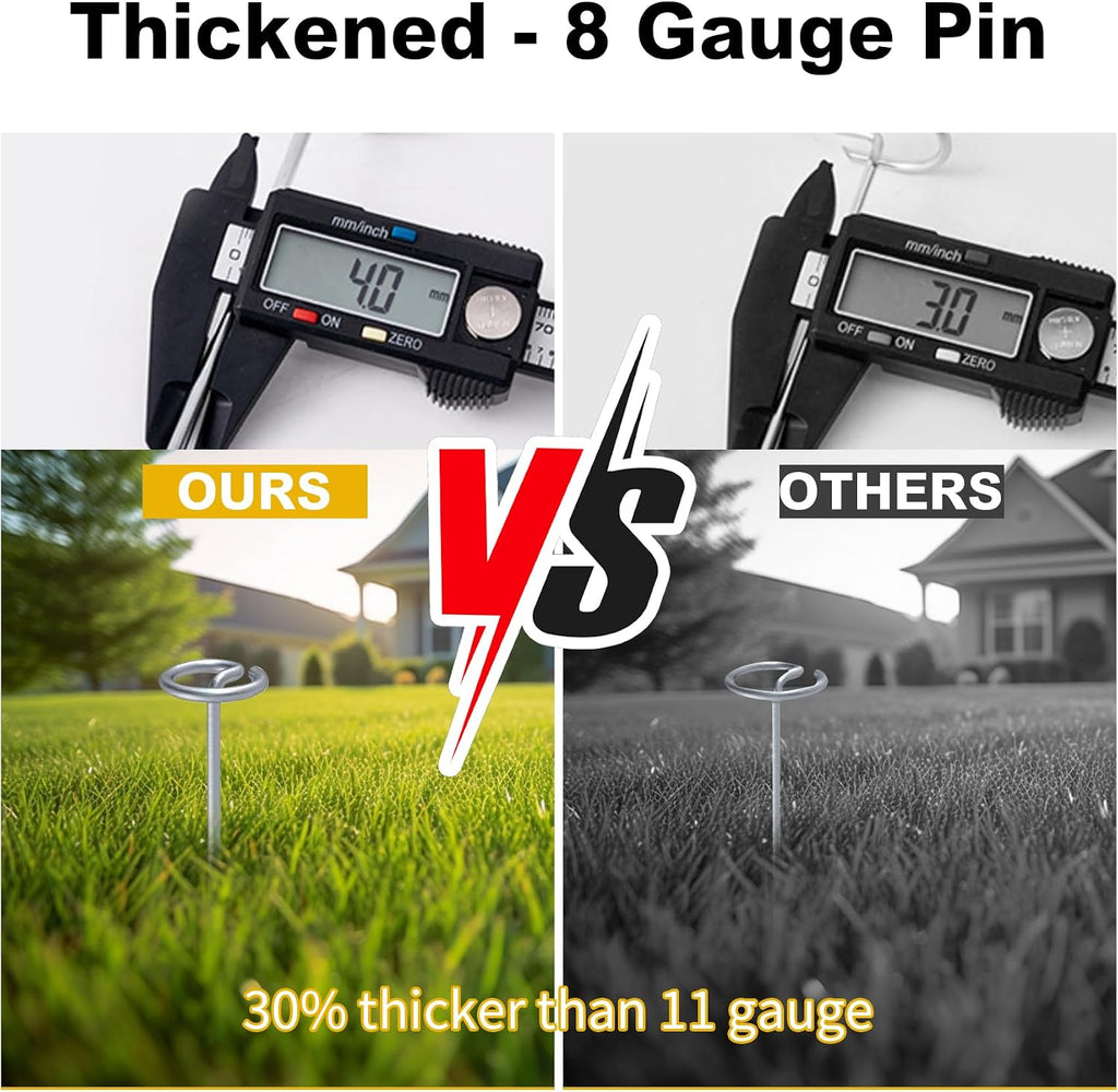100 Pack Landscape Staples 8 Gauge 6 Inch Galvanized Garden Stakes SOD Pins Yard Lawn Spikes for Plant Cover, Tent