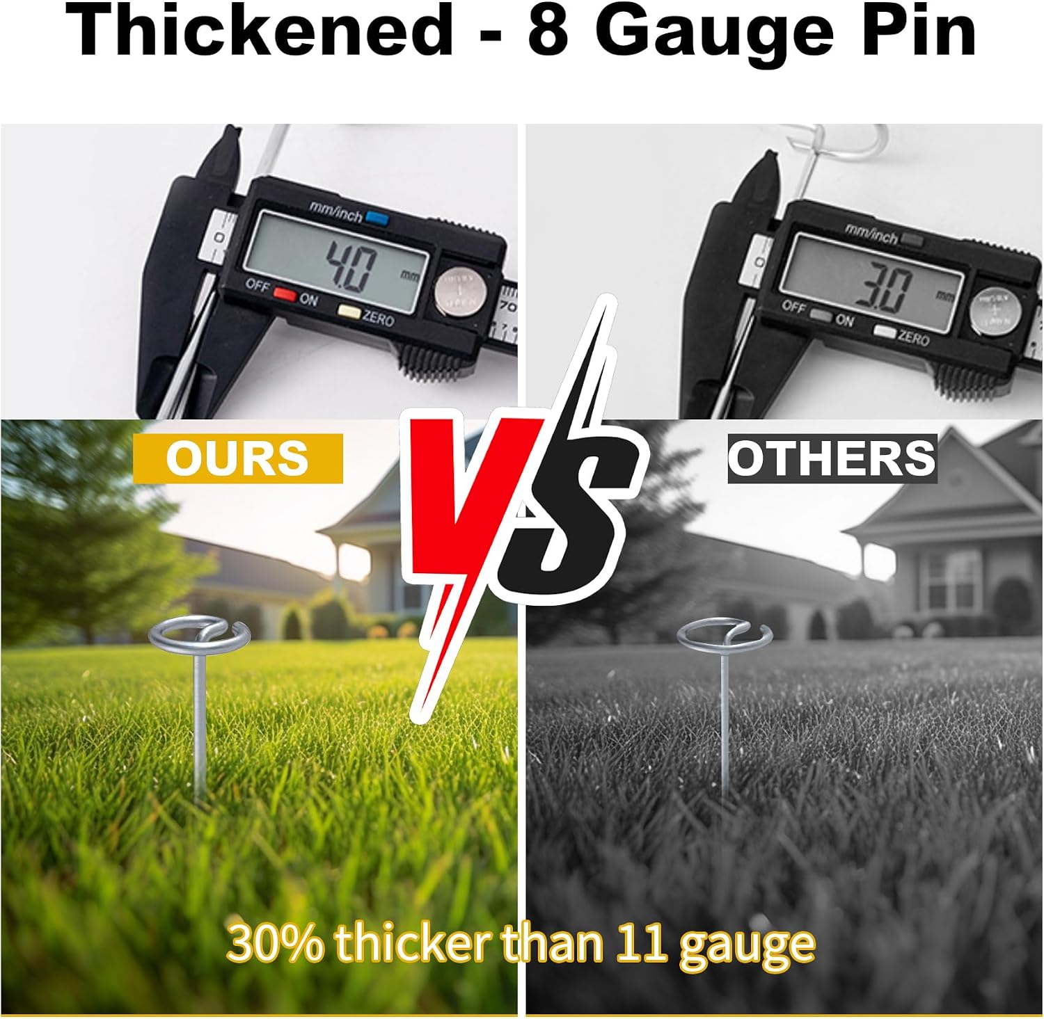100 Pack Landscape Staples 8 Gauge 6 Inch Galvanized Garden Stakes SOD Pins Yard Lawn Spikes for Plant Cover, Tent