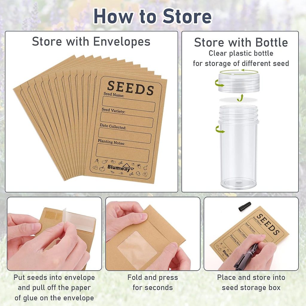Seed Storage Organizer, Metal Seed Saving Box with Lid, Seed Storage Container with Safety Locks, 4 Compartments Seed