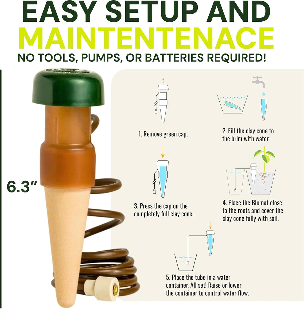Blumat Classic Self-Watering Stakes - Prevents Overwatering and Underwatering for Healthy Growth While You are Away