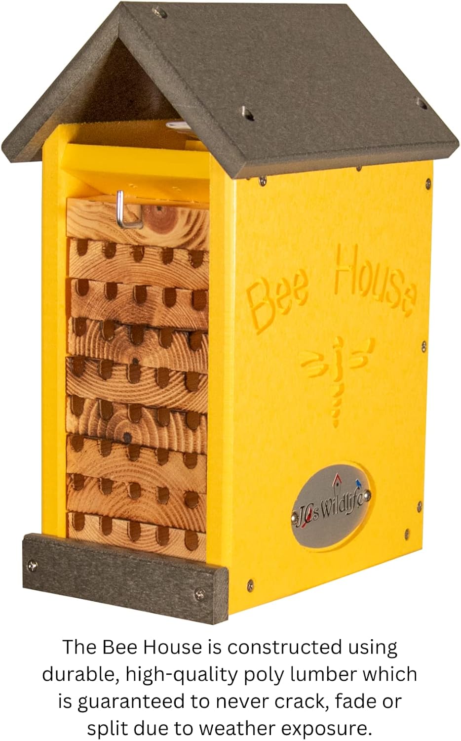 Small Poly Lumber Mason Bee House - Attracts Bee Pollinators in Your Garden - Made in The USA