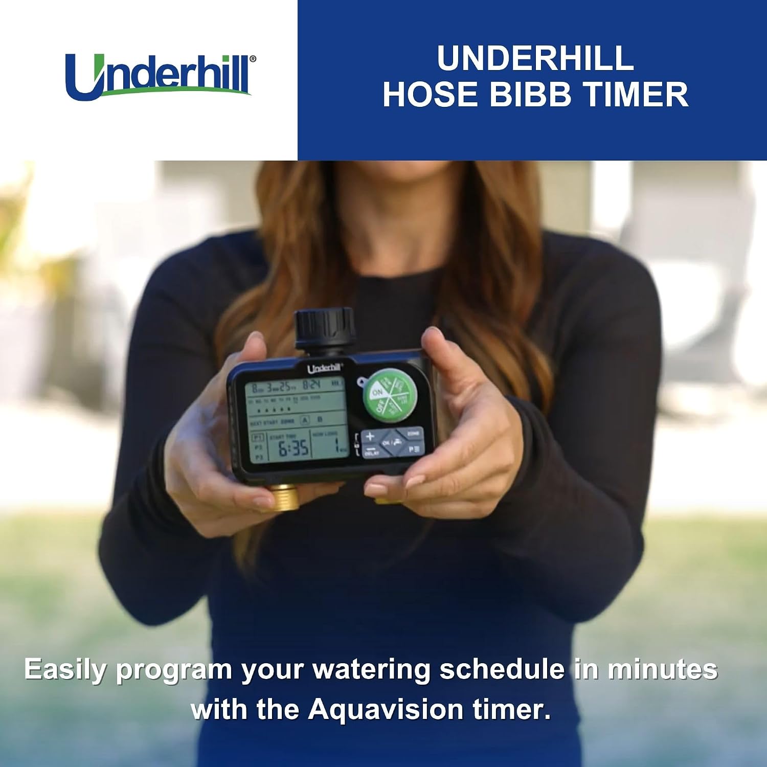 AquaVision Digital Hose Timer, Dual Zone Automatic Garden Water Timer with LCD Display, Programmable Irrigation