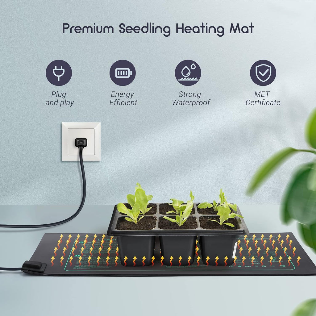 LUXBIRD 2 Pack Seedling Heating Mat for Seed Starting, 10”x 20.75” Durable Waterproof Warm Hydroponic Heating Pad for