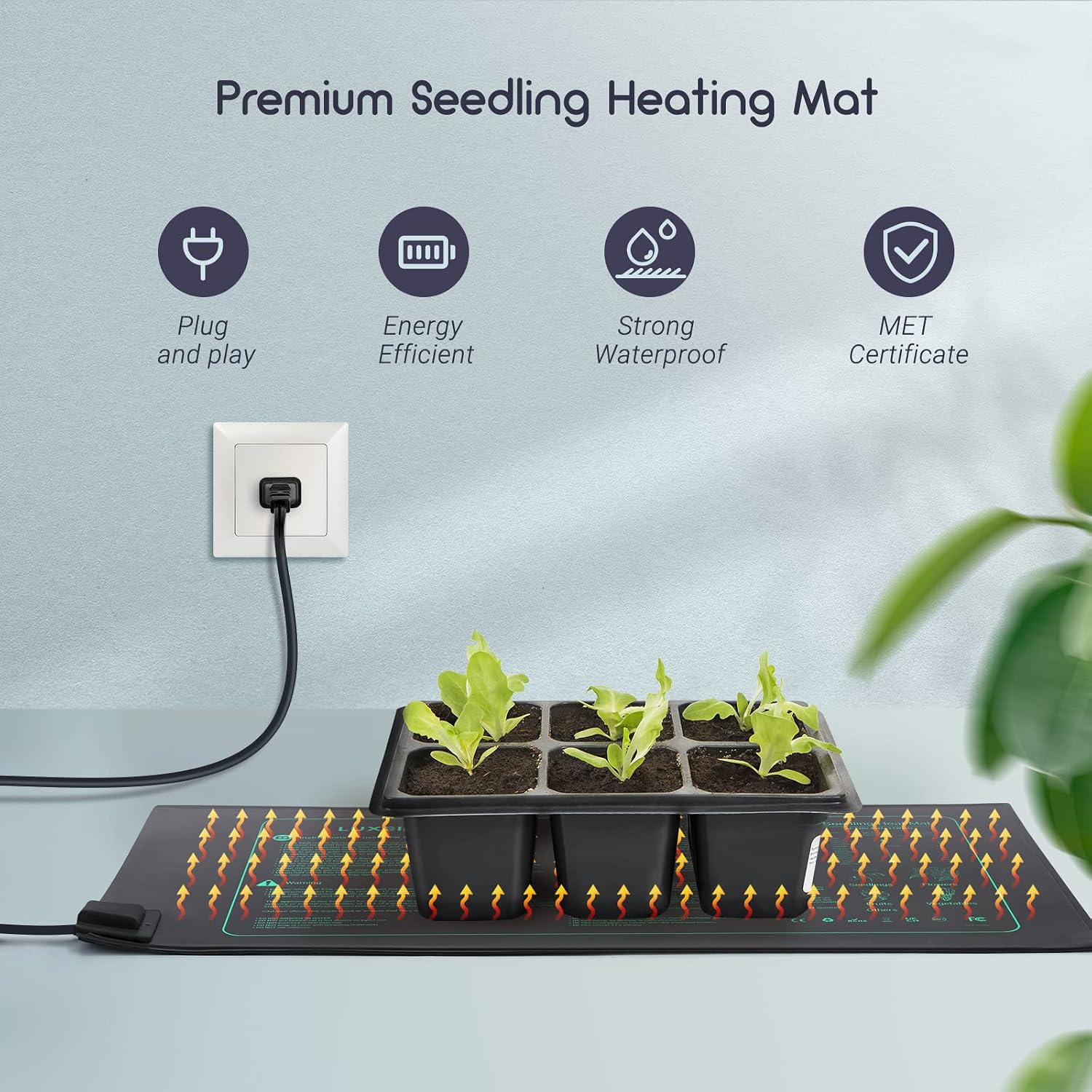 LUXBIRD 2 Pack Seedling Heating Mat for Seed Starting, 10”x 20.75” Durable Waterproof Warm Hydroponic Heating Pad for