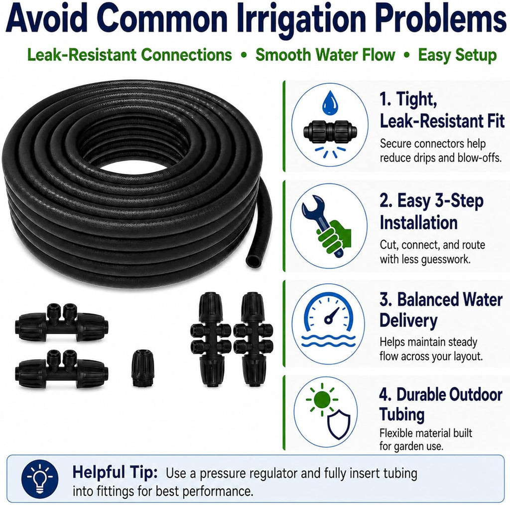 75 FT 1/2 Inch Drip Irrigation Tubing Kit:Premium Garden and Landscape Watering System-Drip Irrigation Hose with 2