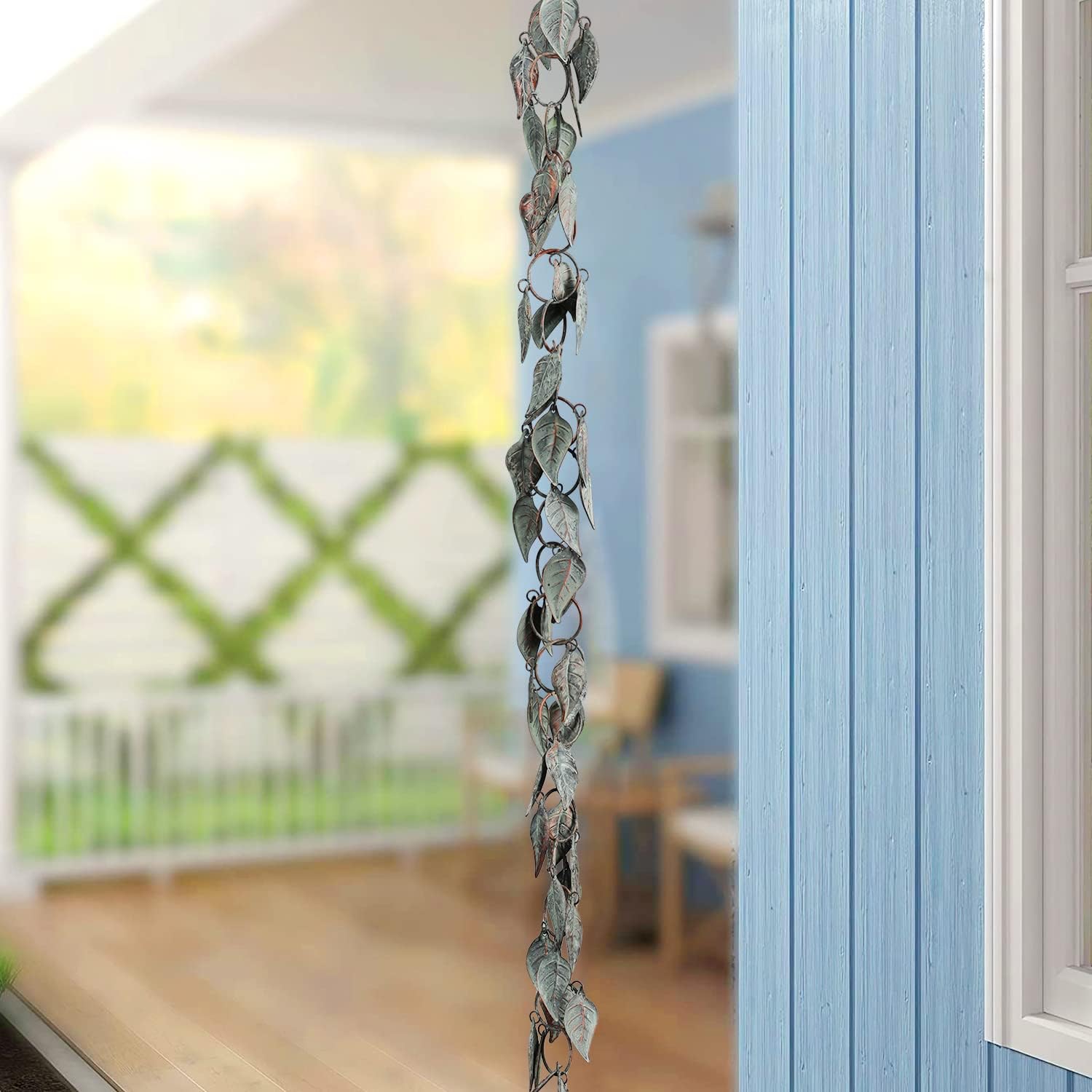 8.5 FT Rain Chain, Rain Chains for Gutters, Metal Rain Chain Downspouts | Metal Rain Catcher for Outside, Circle with