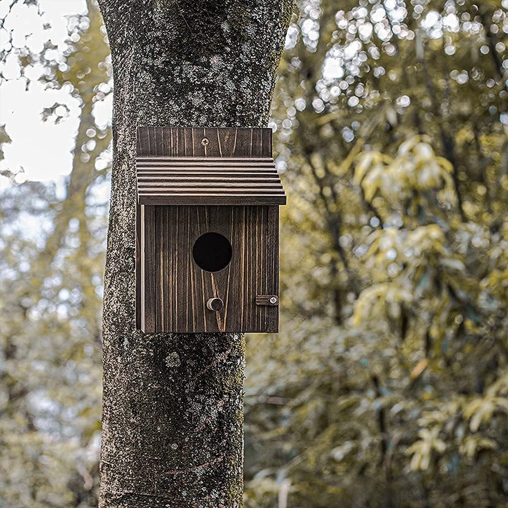 Weatherproof Bird House, Wooden Bird Houses for Outside with Pole, Durable Birdhouse for Finch, Bluebird, Cardinals