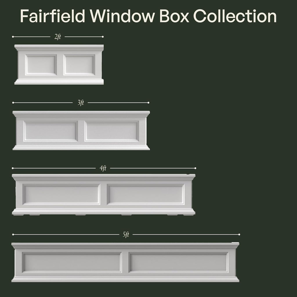 Mayne Fairfield 24in Self-Watering Rectangular Window Box Planter, White | Self-watering, All season, Fade resistant
