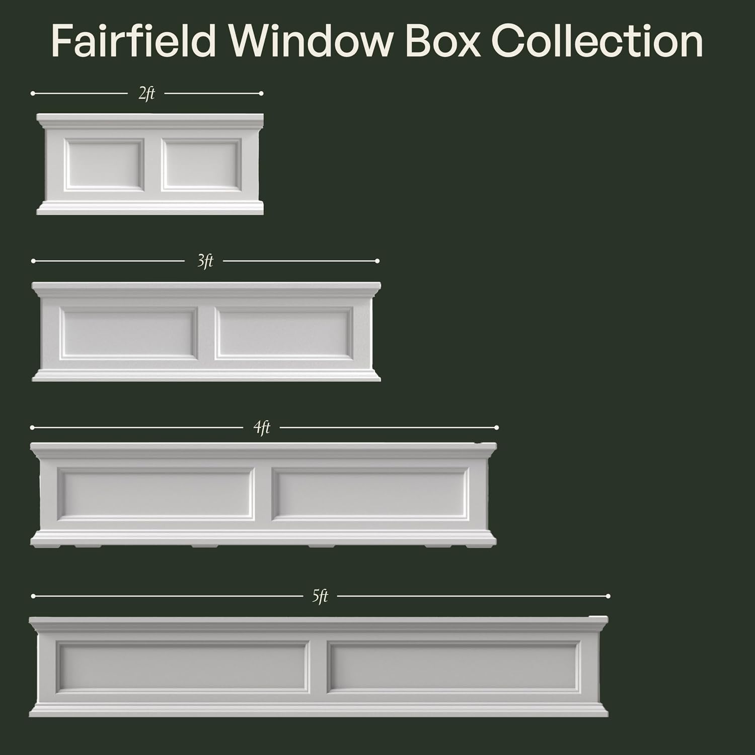 Mayne Fairfield 24in Self-Watering Rectangular Window Box Planter, White | Self-watering, All season, Fade resistant