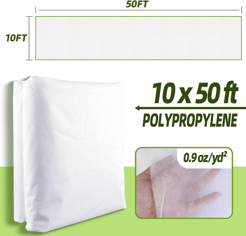 CJGQ 10x50ft Plant Covers Freeze Protection Frost Cloth Blanket Floating Row Cover for Winter 0.9 oz/yd²