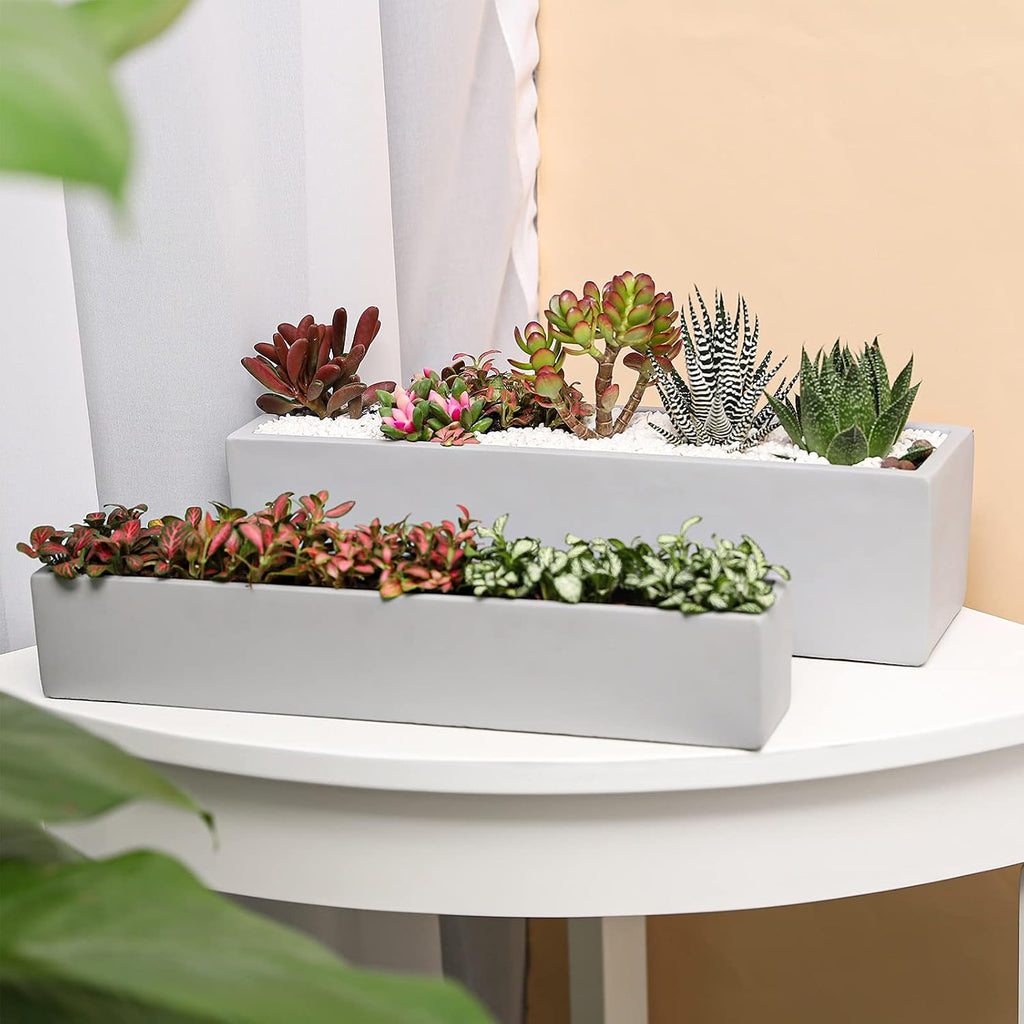 15 Inch Grey Rectangular Cement Planter Concrete Succulent Planter Windowsill Box