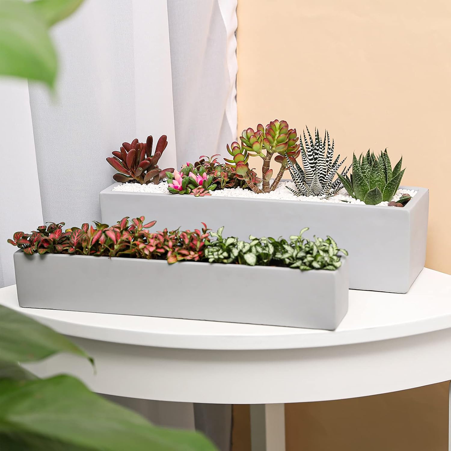 15 Inch Grey Rectangular Cement Planter Concrete Succulent Planter Windowsill Box