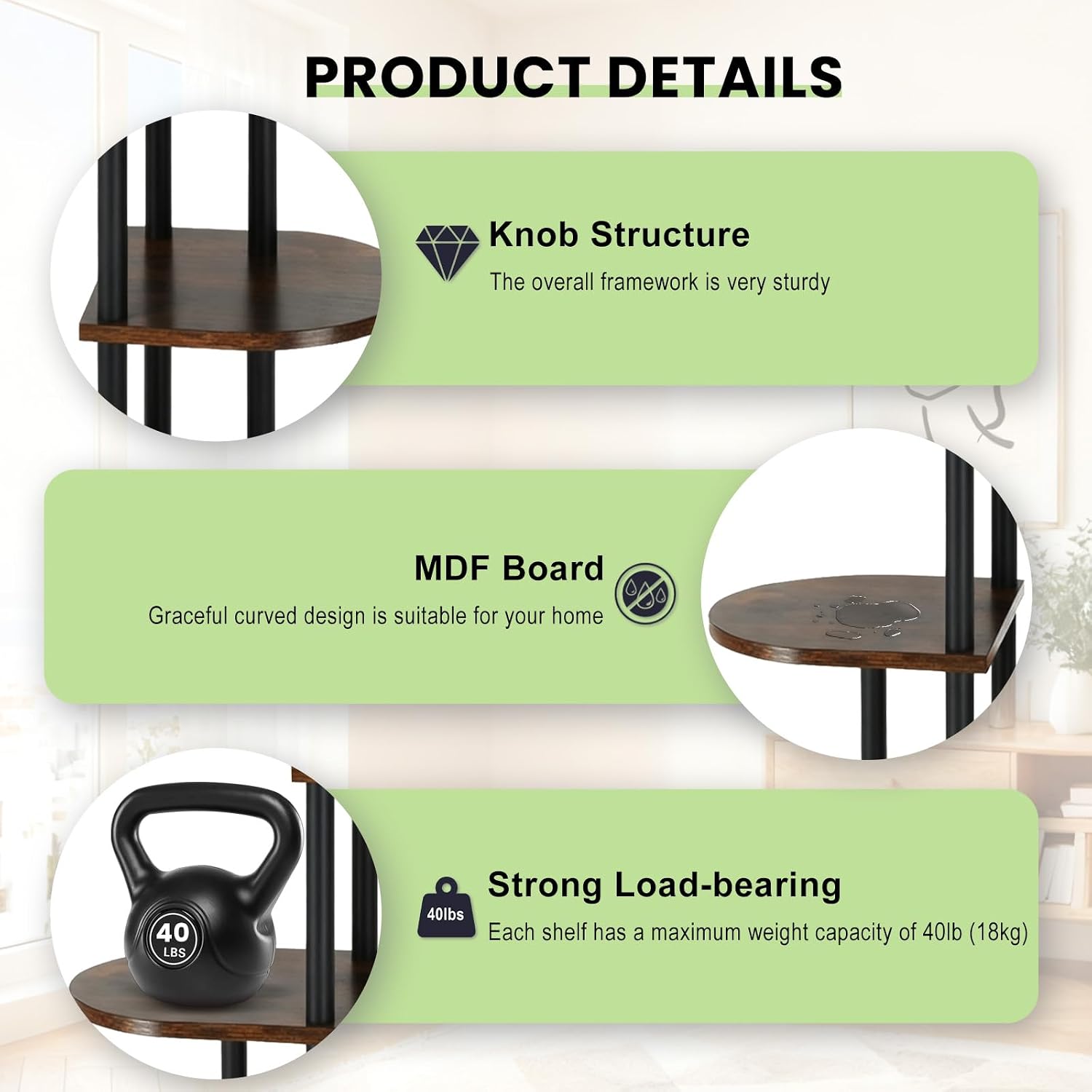 Tiered Plant Stand Indoor, Tall 6 Tier 7 Potted Wooden Plant Shelf for Multiple Flower Plants, Multi Corner Metal Plant