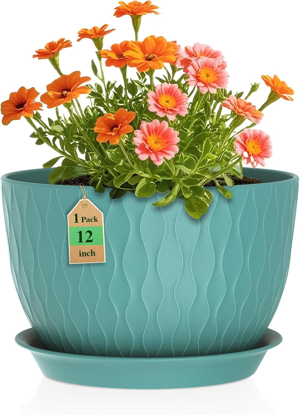 D'vine Dev 12 Inch Ceramic Planter Pot, Olive, 94-O-F-J