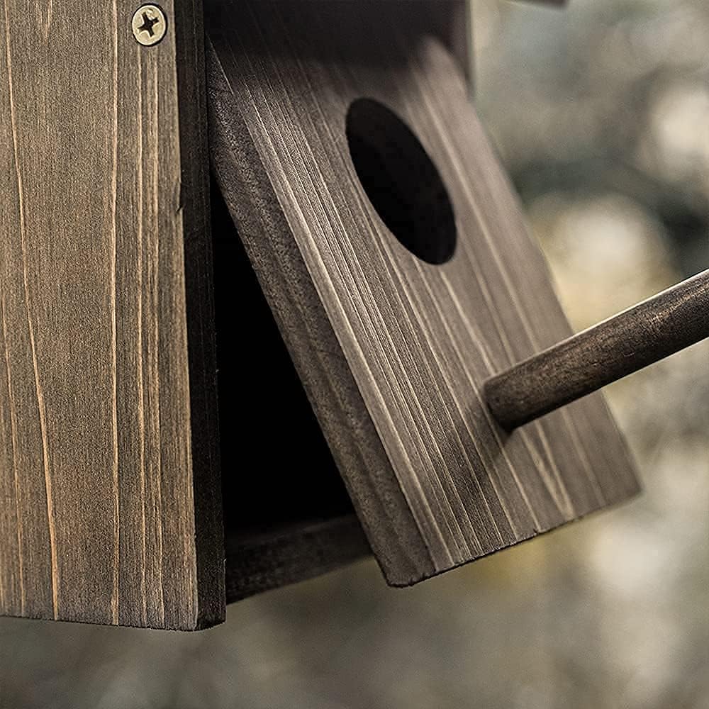 Weatherproof Bird House, Wooden Bird Houses for Outside with Pole, Durable Birdhouse for Finch, Bluebird, Cardinals